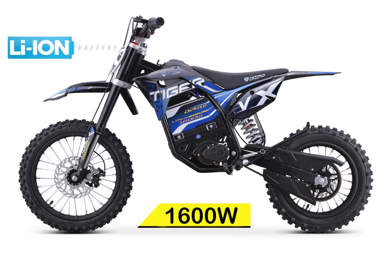 Tiger VX 1600W 48V LI-ION Electric Dirt Bike Kids Motorbike Big Wheels 14/12