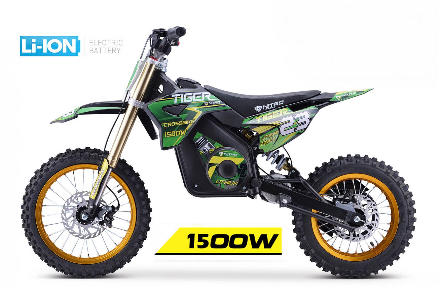 Tiger 1500W 48V LI-ION Electric Dirt Bike Kids Motorbike Big Wheels 14/12