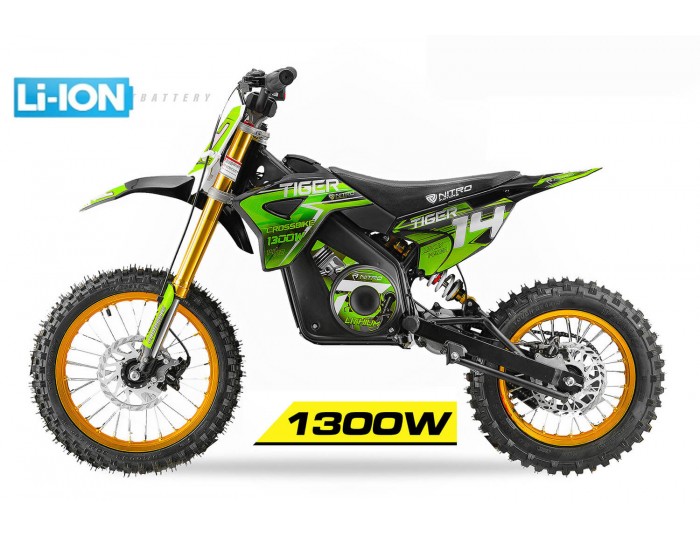 Tiger 1300W 48V LI-ION Electric Dirt Bike Kids Motorbike Big Wheels 14/12