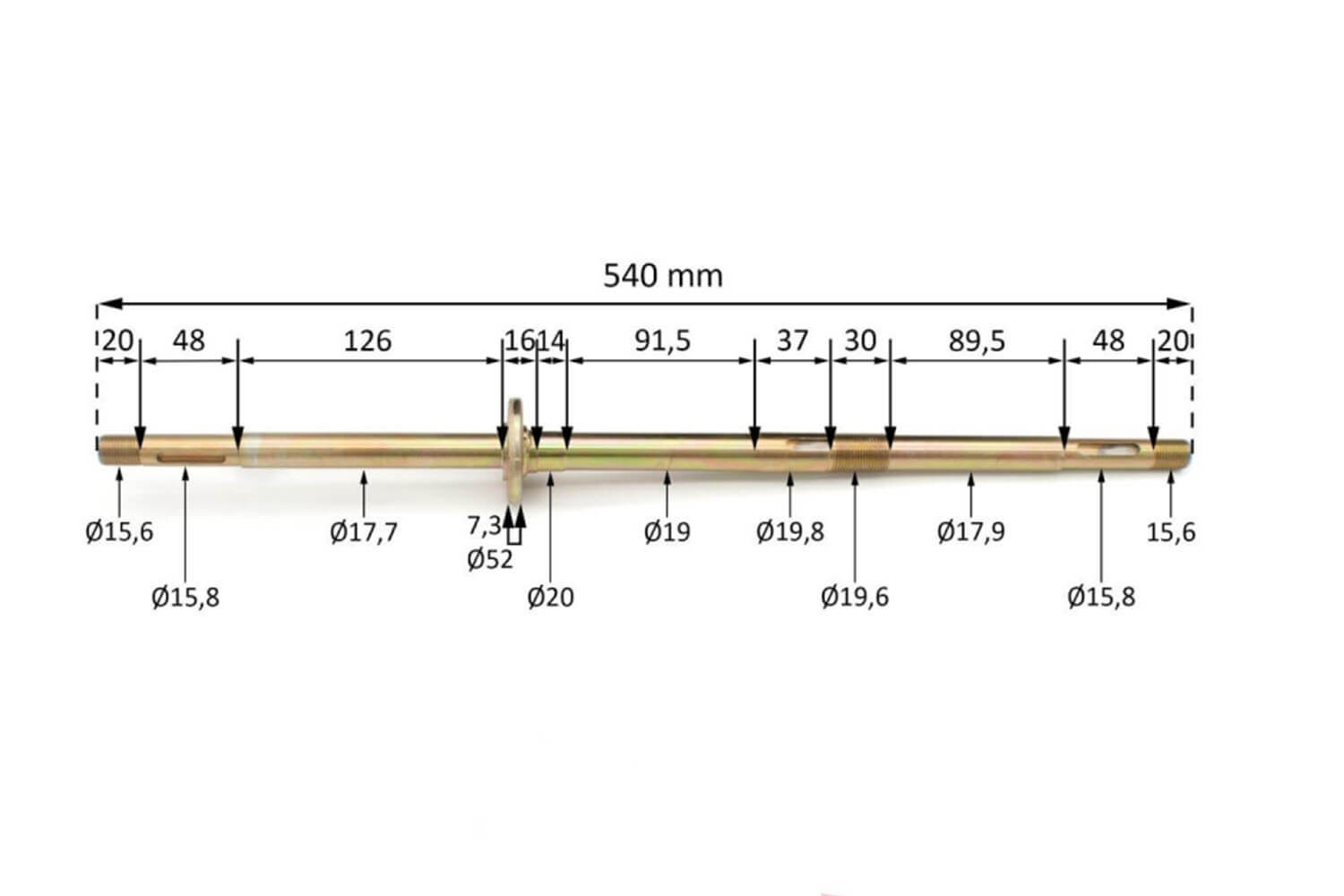 Rear Axle for 49cc, Electric Mini Quad
