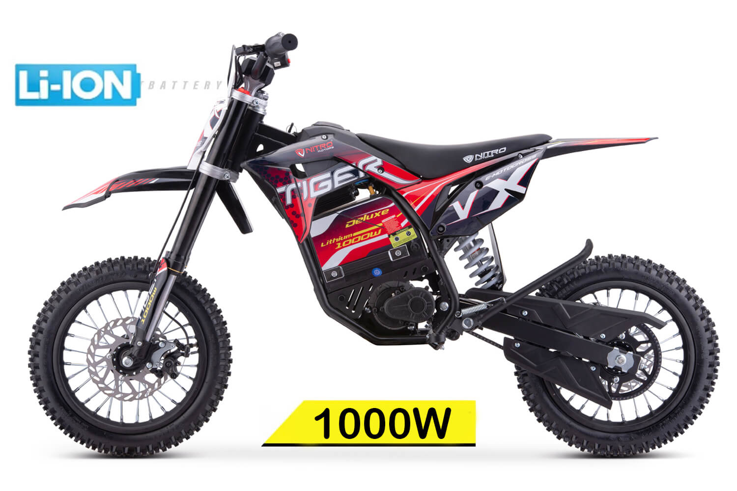 Tiger VX 1000W 36V LI-ION Electric Dirt Bike Kids Motorbike Big Wheels 12/12