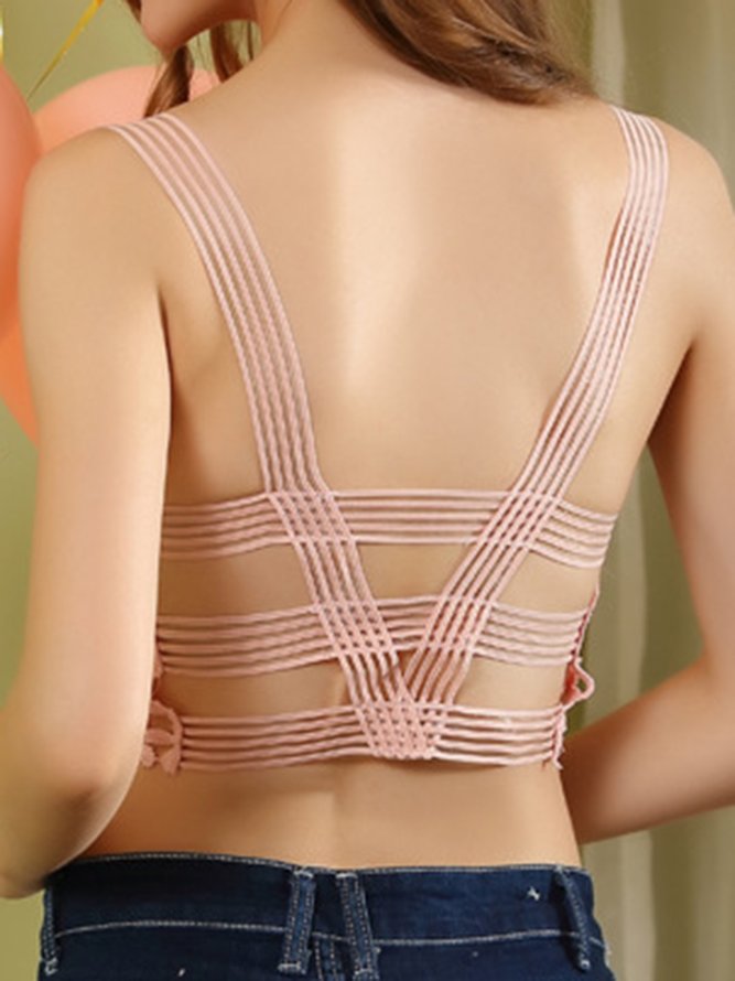 Water Soluble Flower Lace Back Wrap No Steel Rim Tank Bra