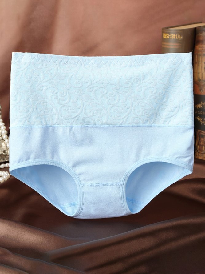 Jacquard Cotton Breathable High Waist Briefs