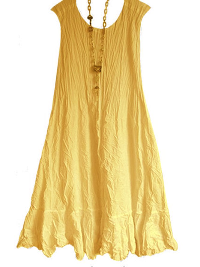 Crew Neck Women Weaving Dress Shift Daytime Casual Cotton-Blend Weaving Dress