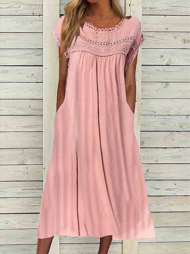 Womens Casual Loose Crew Neck Dresses
