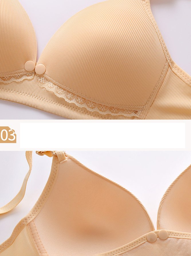 Breathable Comfortable Lace Front Button Nursing Bra