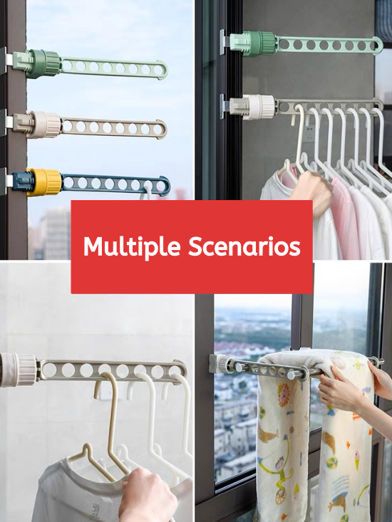 Portable Storage Folding Hanger Hook Indoor Clothes Rack Window Frame Clothes Rod