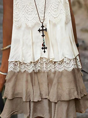 Solid U-Neck Sleeveless Woven Dress