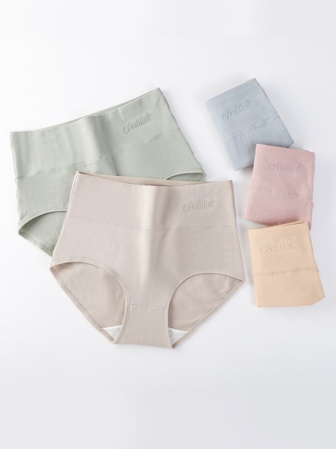 High Waist Cotton Underwear Breathable Abdomen Control Butt Lift Hip Lifting Wormwood Antibacterial Crotch Printed Briefs