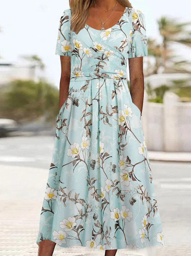 Casual Regular Fit Floral Crew Neck Dress