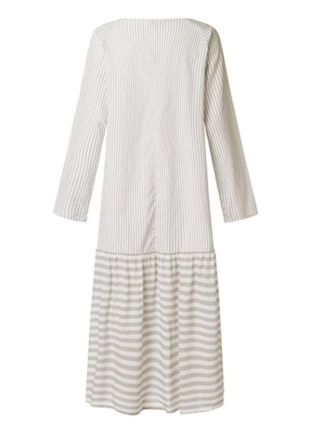 Crew Neck Women Fall Dress Daily Casual Cotton Dress