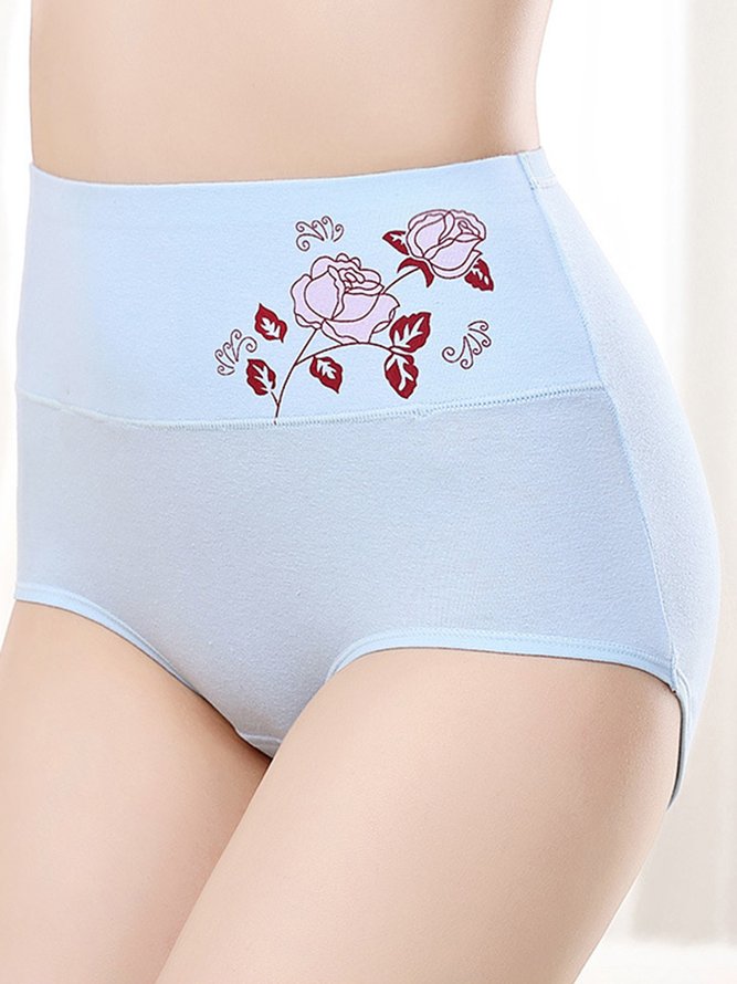 Floral Cotton High Waist Briefs