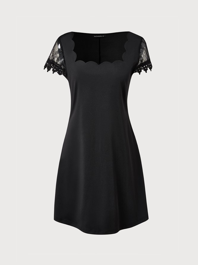 V Neck Simple Plain Lace Dress
