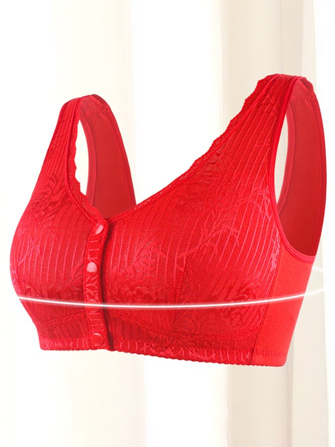 Breathable Casual Lace Front Button Tank Top Bra & Bralette
