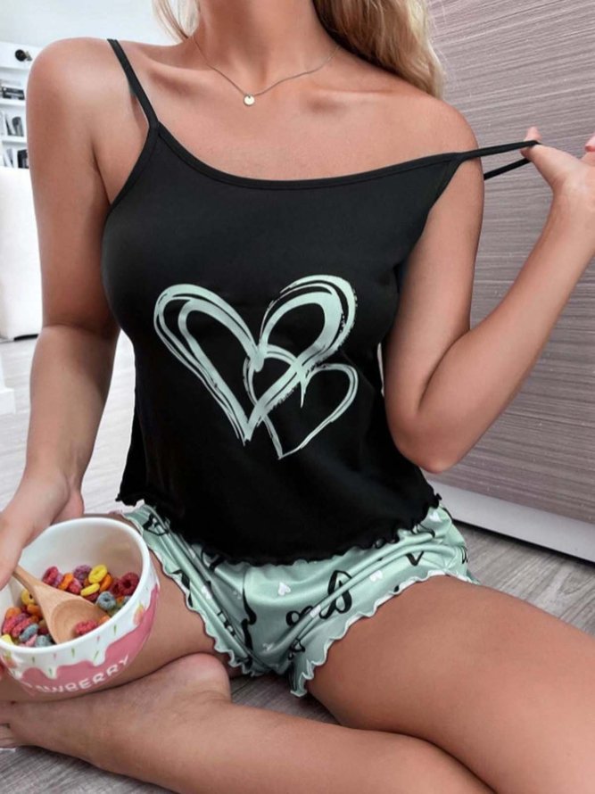Heart Printing Casual Pajama Set