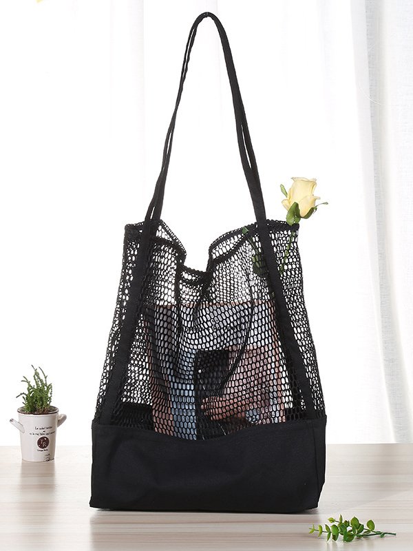 Vacation Beach Mesh Nylon Stitching Shoulder Bag Large Capacity Storage Women's