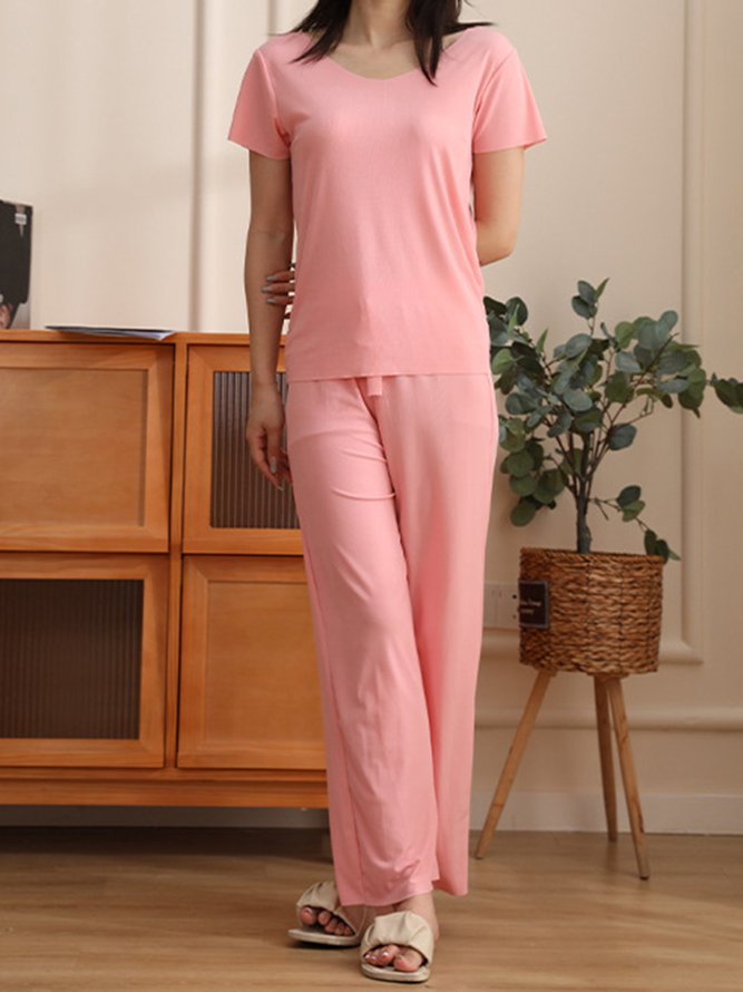 Ice Silk Fabric Short-sleeved Trousers Homewear Two-piece Set