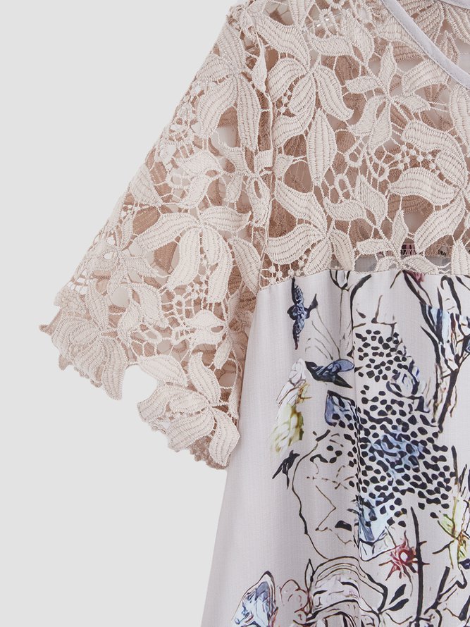 Round Neck Floral Casual Midi Prom Dress