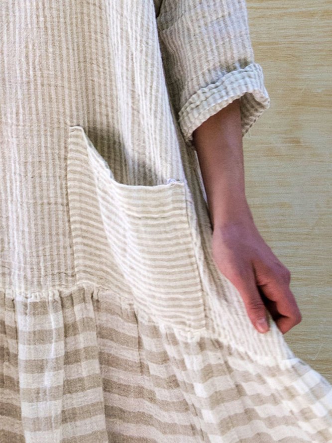 Crew Neck Women Fall Dress Daily Casual Cotton Dress