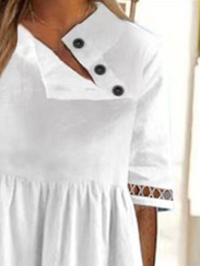 Plain Cotton And Linen Casual Dress