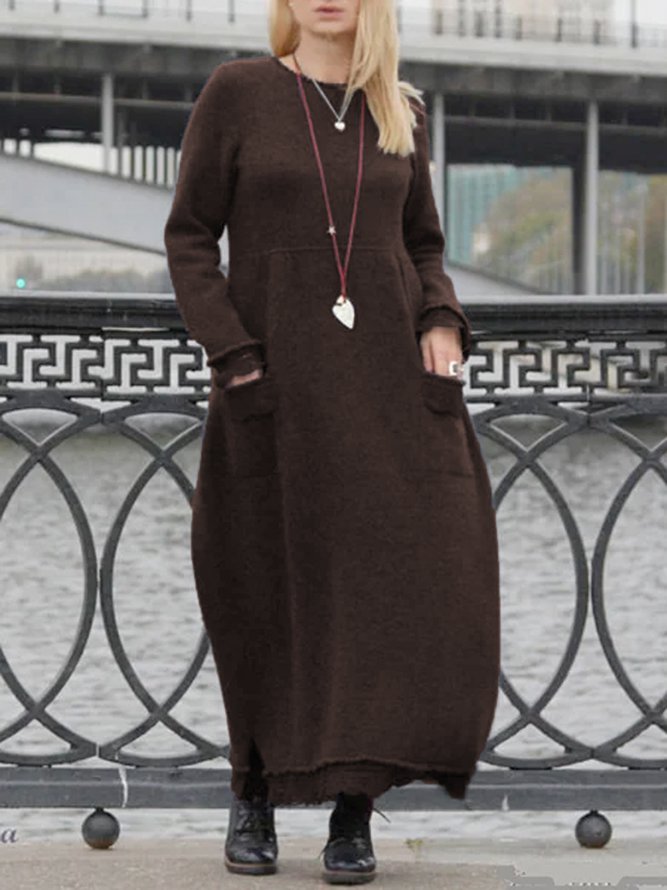 Plain Cowl Neck Loosen Fall Dresseswomen's Clothing