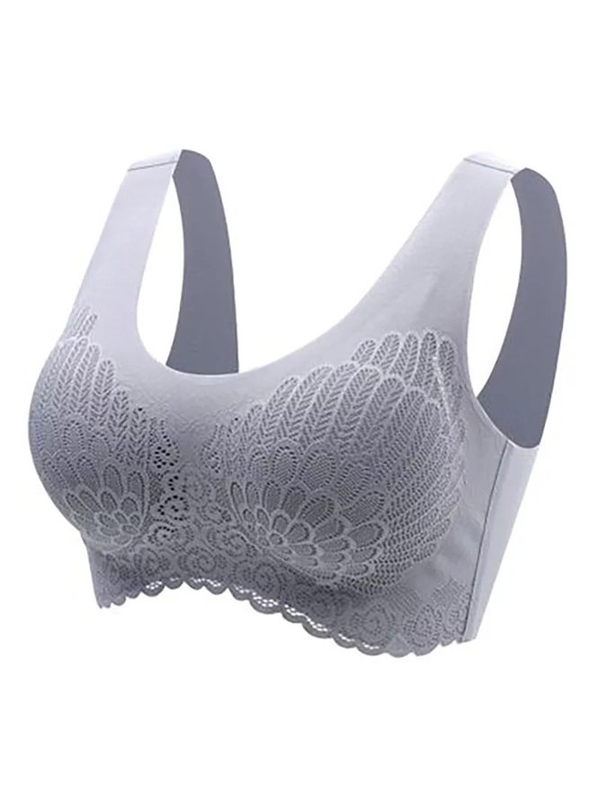 Feather Pattern Casual Jacquard Bra & Bralette