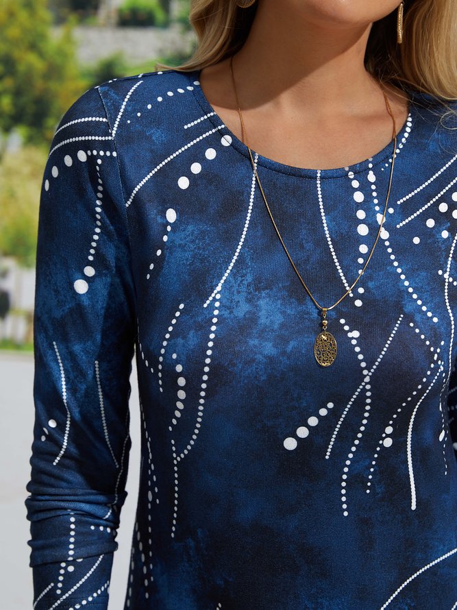 V Neck Loosen Polka Dots Geometric Elegant Knitting Dress
