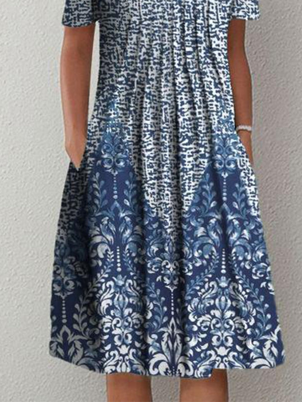Vacation Round Neck Tribal Short Sleeve women Dress