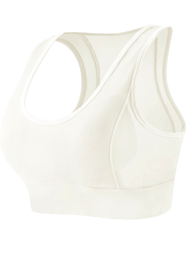 Casual Plain Crew Neck Sports Bra