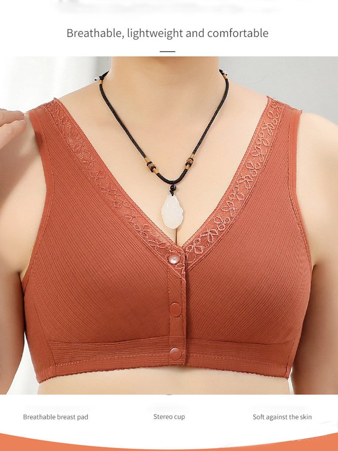 Breathable Casual Lace Front Button Tank Top Underwear