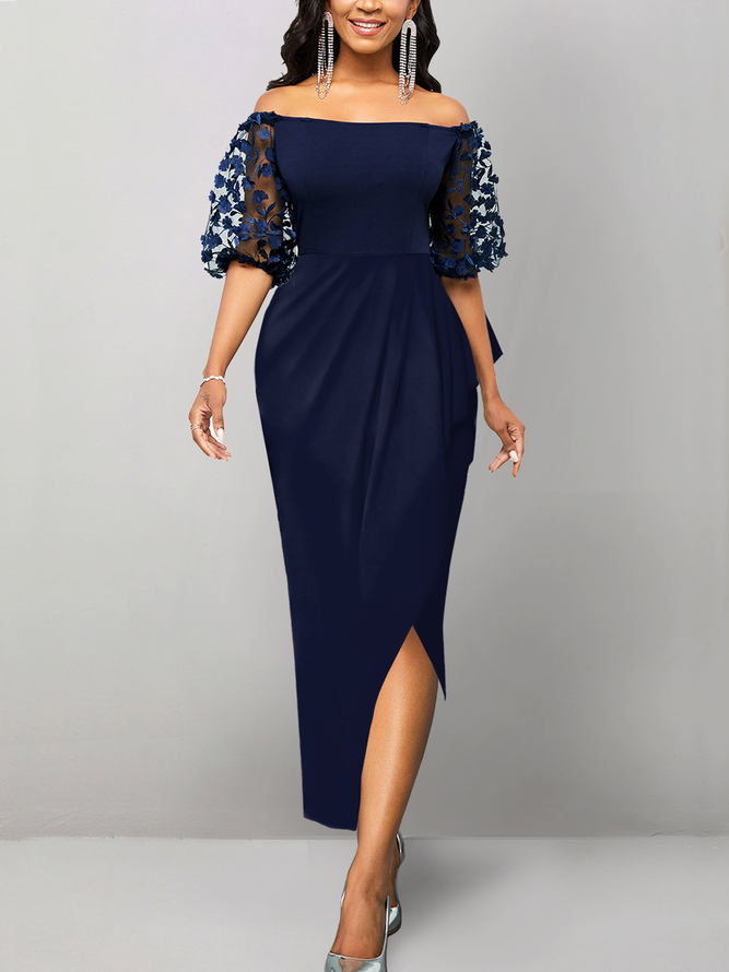 Plain Urban Boat Neck Regular Fit Dress