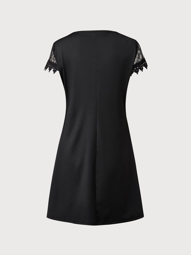 V Neck Simple Plain Lace Dress