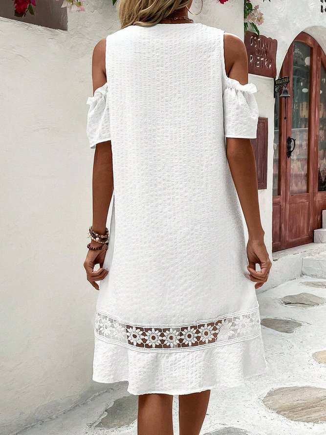 Womens Elegant V Neck Loose Plain Dresses