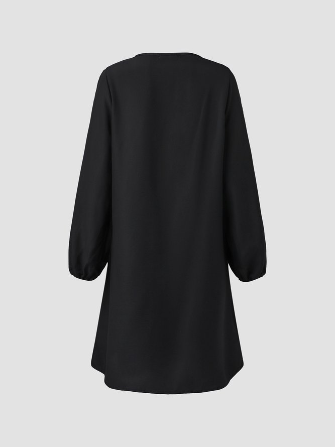 Crew Neck Black Women Summer Dresses Shift Daily Casual Plain Dresses