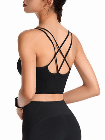 Sports Plain Crew Neck Sports Bra