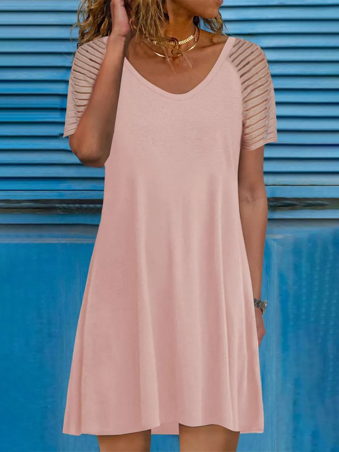 Round Neck Solid Casual Mini Dress