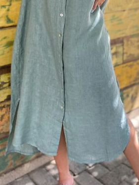 Regular Fit Plain Casual Long sleeve Dress Shirt Dress