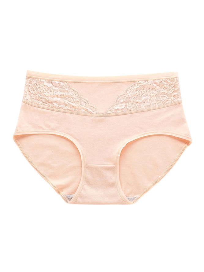 Lace Antibacterial Cotton High Waist Briefs