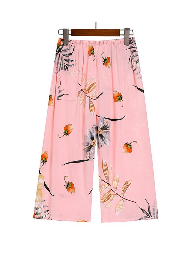 Breathable Elegant Floral Casual Loose Pajama Set