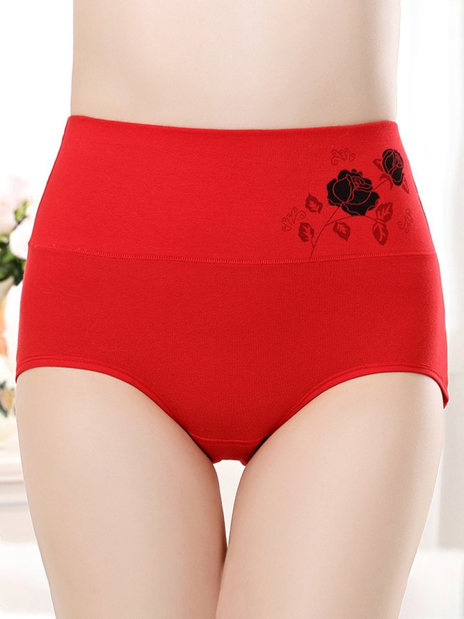 Floral Cotton High Waist Briefs