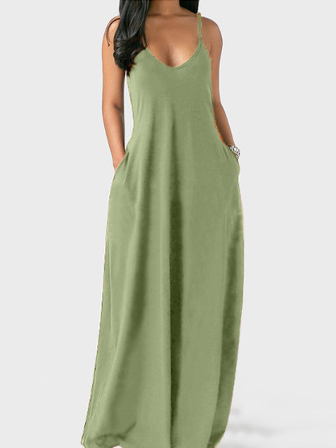 Cotton Loosen Solid Weaving Dress