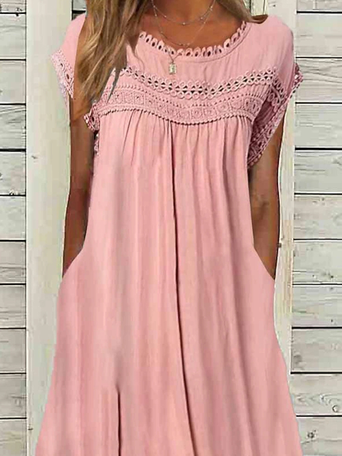 Womens Casual Loose Crew Neck Dresses