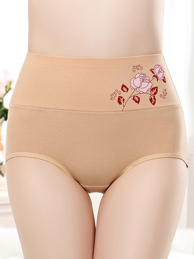 Floral Cotton High Waist Briefs