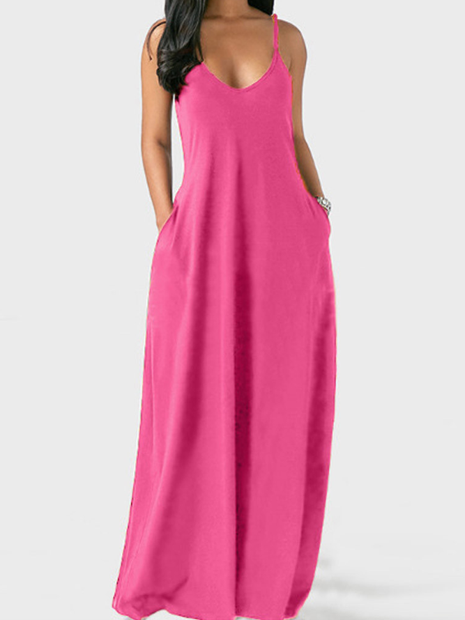 Cotton Loosen Solid Weaving Dress