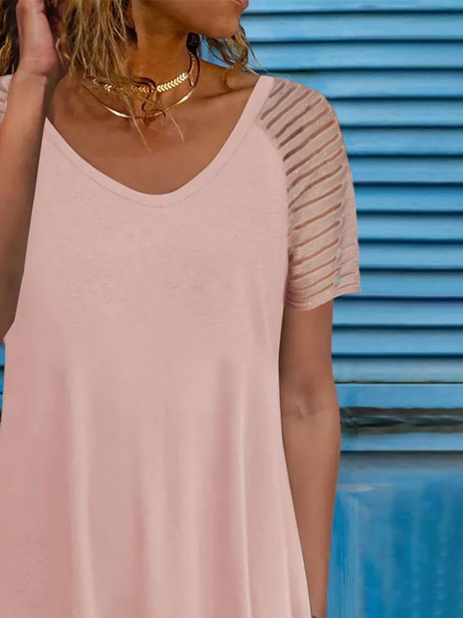 Round Neck Solid Casual Mini Dress