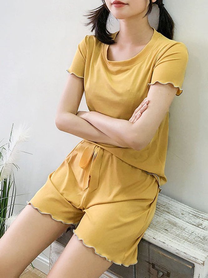 Breathable and comfortable plain wood ear pajamas set