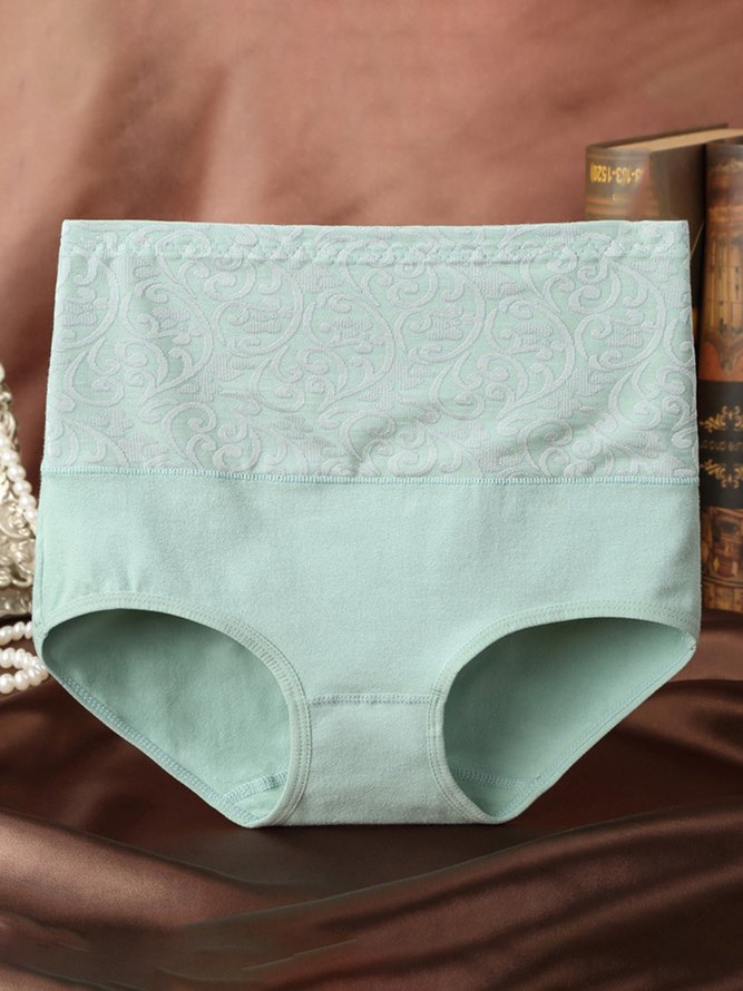 Jacquard Cotton Breathable High Waist Briefs