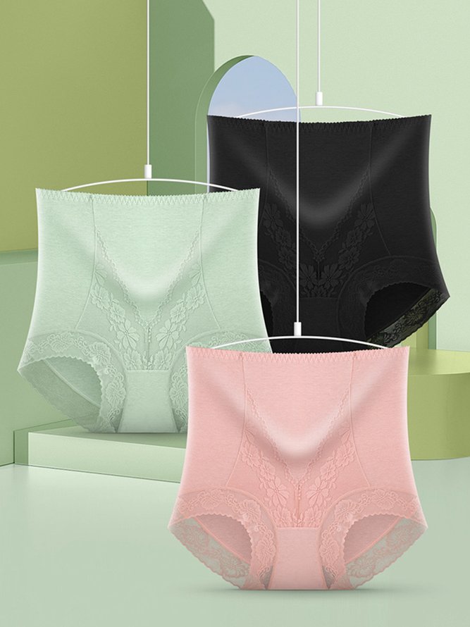 Breathable High Elastic Casual High Waist Lace Briefs