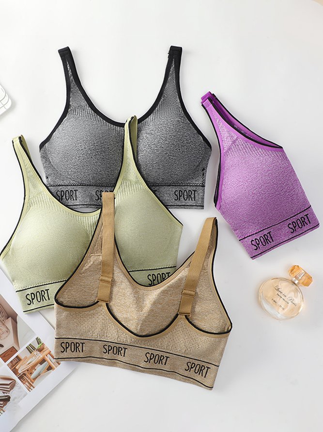 Alphabet Seamless Tank Push Up Sports Bra