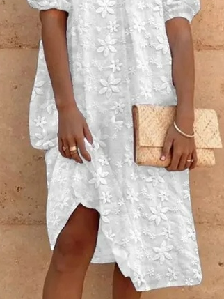 Linen Cotton Loose Plain Dress